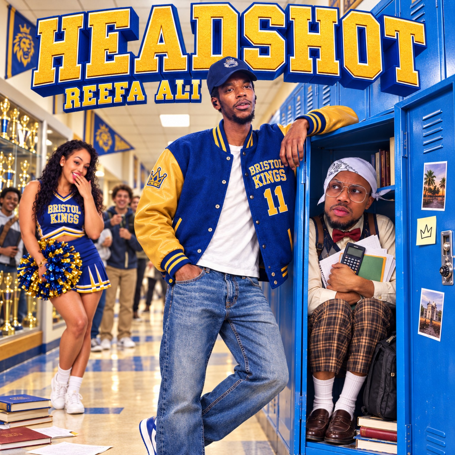 Headshot artwork set in Bristol Kings school colors